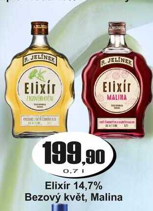 Elixír 14,7% Bezový květ, Malina 0,7 L