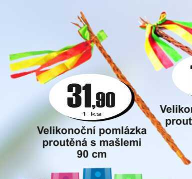Velikonoční pomlázka proutěná s mašlemi 90 cm