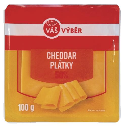 VÁŠ VÝBĚR Cheddar plátky, 100 g
