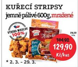 KUŘECÍ STRIPSY jemně pálivé 600g, mražené  