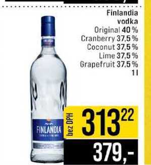 Finlandia vodka Original 40% Cranberry 37,5% Coconut 37,5% Lime 37,5% Grapefruit 37.5% 1l