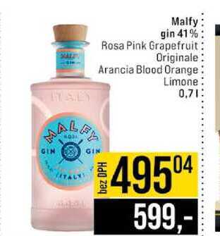 Malfy gin 41% Rosa Pink Grapefruit Originale Arancia Blood Orange Limone 0,7l
