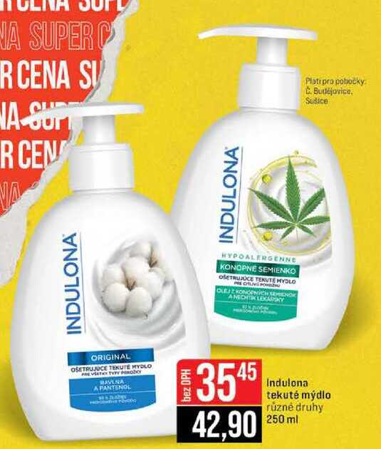 Indulona tekuté mýdlo různé druhy 250 ml 