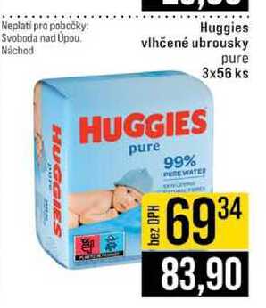 Huggies vlhčené ubrousky pure 3x56 ks