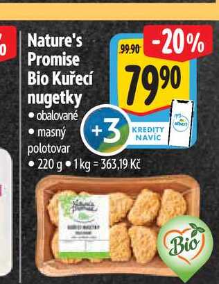 Nature's Promise Bio Kuřecí nugetky  220 g