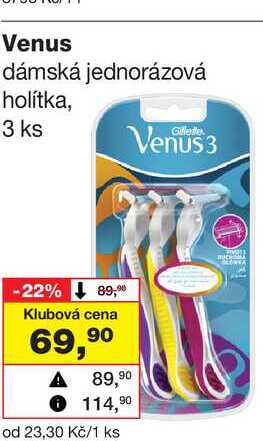 Venus dámská jednorázová holítka, 3 ks 