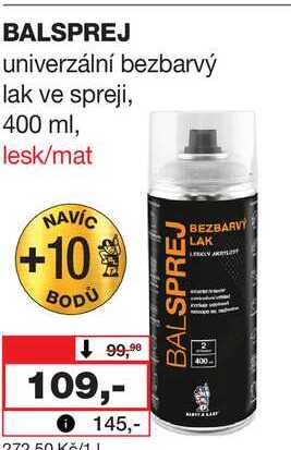 BALSPREJ univerzální bezbarvý lak ve spreji, 400 ml