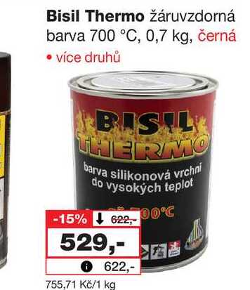 Bisil Thermo žáruvzdorná barva 700 °C, 0,7 kg