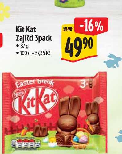 Kit Kat Zajíčci 3pack 87 g  