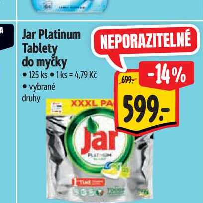  Jar Platinum Tablety do myčky 125 ks 