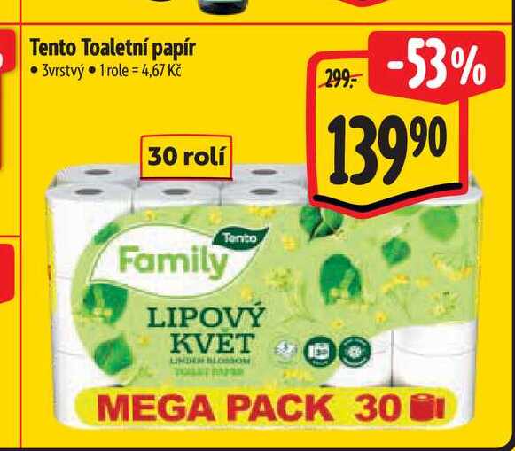 Tento toaletní papír 3-vrstvý 30 ks