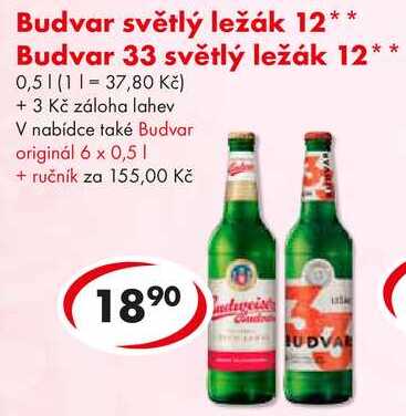 Budvar světlý ležák 12, 0,5 l