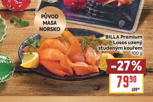 BILLA Premium Losos uzený studeným kouřem 100 g