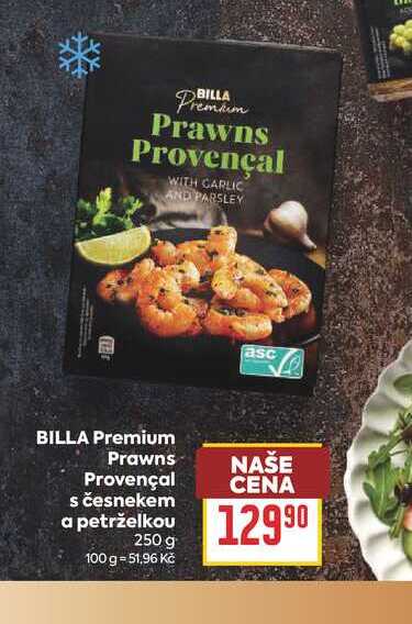 BILLA Premium Prawns Provençal s česnekem a petrželkou 250g