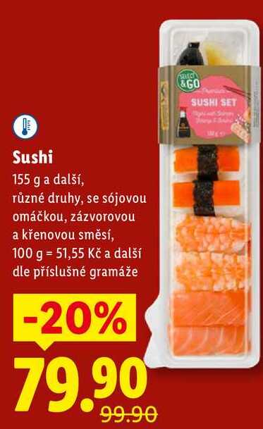 Sushi, 155 g a další