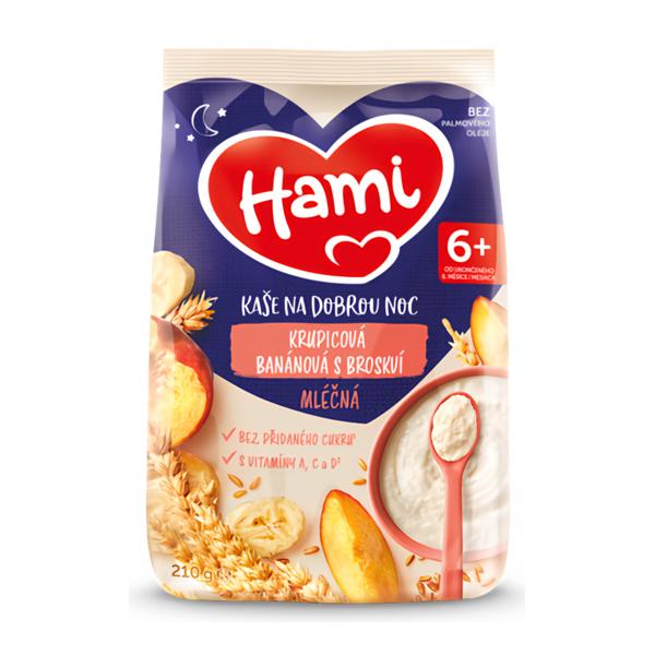 Hami Mléčná krupicová kaše na dobrou noc Banánová s broskví