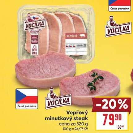 Vepřový minutkový steak cena za 320 g 