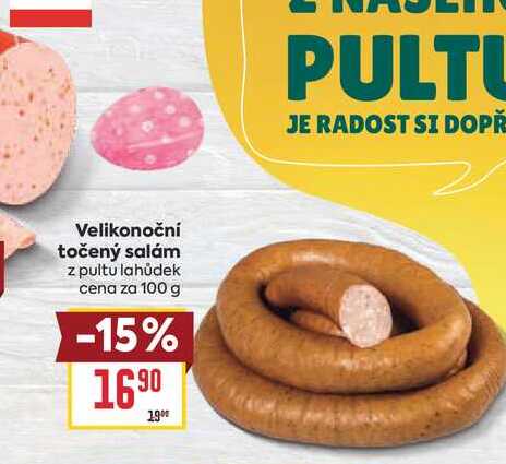 Velikonoční točený salám z pultu lahůdek cena za 100 g