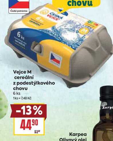 Vejce M cereální z podestýlkového chovu 6 ks 