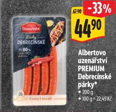 Albertovo uzenářství PREMIUM Debrecínské párky, 200 g