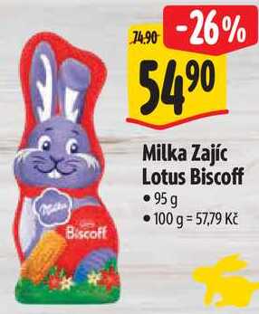 Milka Zajíc Lotus Biscoff, 95 g
