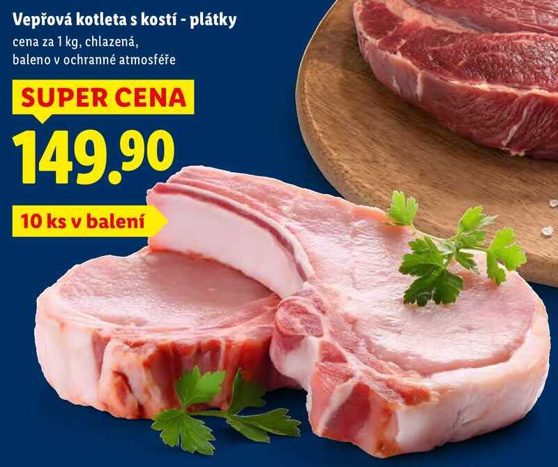 Vepřová kotleta s kostí - plátky, cena za 1 kg