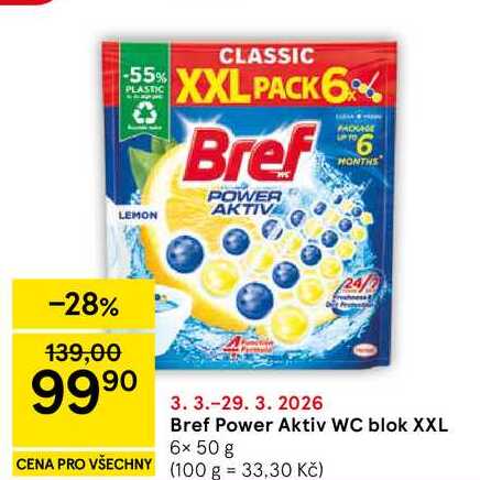 Bref Power Aktiv WC blok XXL, 6x 50 g 