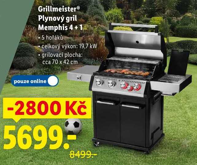Grillmeister® Plynový gril Memphis 4+1 