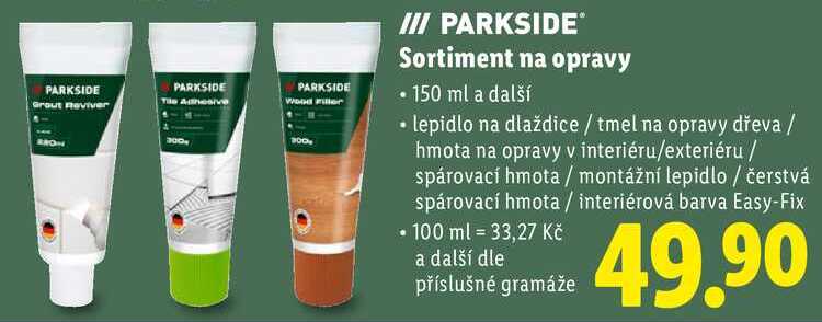 Sortiment na opravy, 150 ml a další 