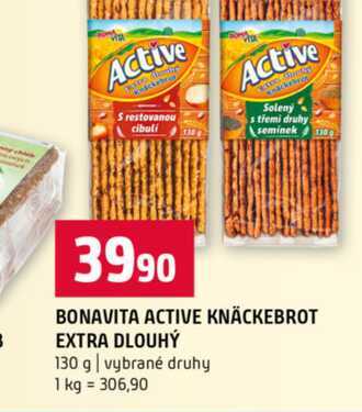 BONAVITA ACTIVE KNÄCKEBROT EXTRA DLOUHÝ 130 g vybrané druhy 