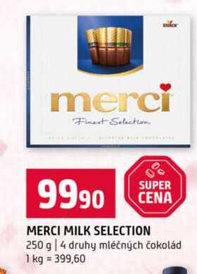 MERCI MILK SELECTION 250 g 4 druhy mléčných čokolád