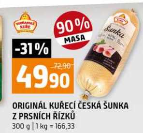 ORIGINÁL KUŘECÍ ČESKÁ ŠUNKA Z PRSNÍCH ŘÍZKŮ 300 g