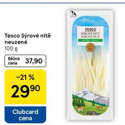 Tesco Sýrové nitě neuzené, 100 g