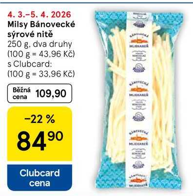 Milsy Bánovecké sýrové nitě, 250 g