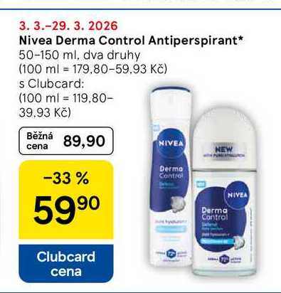 Nivea Derma Control Antiperspirant, 50-150 ml