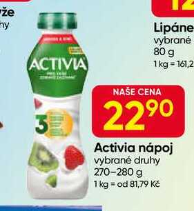 Activia nápoj vybrané druhy 270-280 g