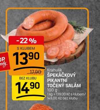 ŠPEKÁČKOVÝ PIKANTNÍ TOČENÝ SALÁM 100 g