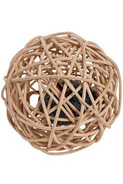 Hračka kočka myš v proutěné kouli se zvukem 10cm Kar