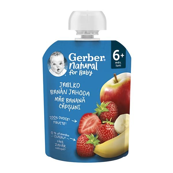 Gerber Natural kapsička jablko, banán a jahoda