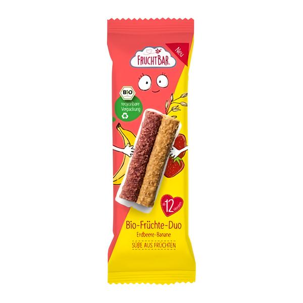 Fruchtbar BIO Ovesné duo tyčinky jahoda, banán, jablko