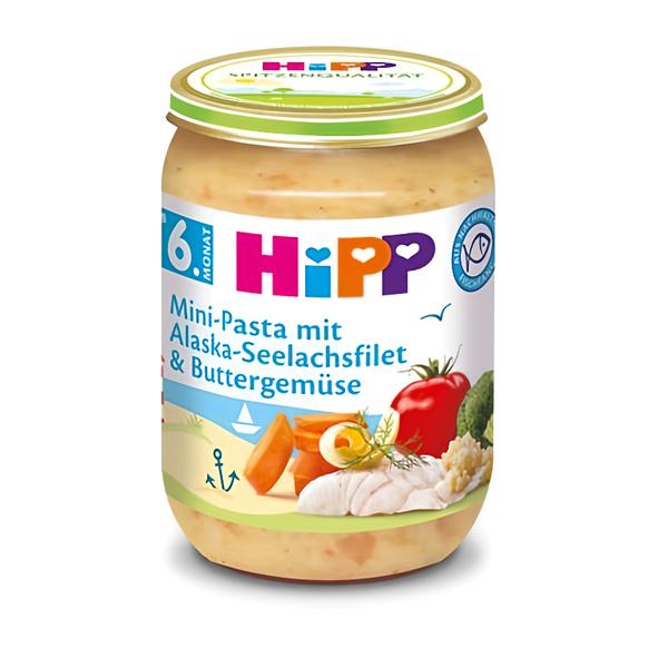 HiPP Mini těstoviny s aljašskou treskou v máslové zelenině