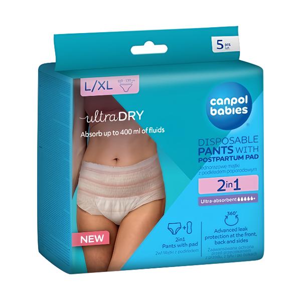 Canpol babies Jednorázové poporodní kalhotky s vložkou 2v1 L/XL