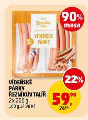 VÍDEŇSKÉ PÁRKY ŘEZNÍKŮV TALÍŘ, 2x 200 g