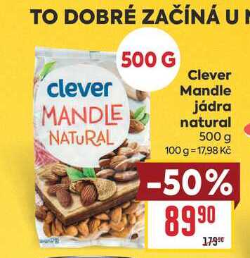 Clever Mandle jádra natural 500 g