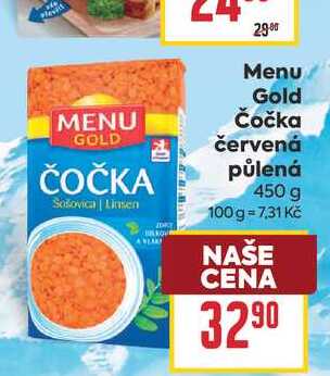 Menu Gold Čočka červená půlená 450 g 