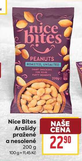 Nice Bites Arašídy pražené a nesolené 200 g
