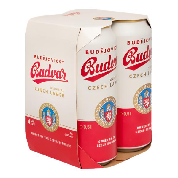Budějovický Budvar Original, světlý ležák plech 4x500ml