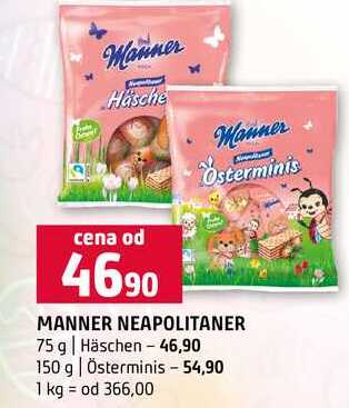 MANNER NEAPOLITANER 75 g Häschen 150 g Österminis 
