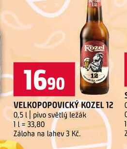VELKOPOPOVICKÝ KOZEL 12 0,5l pivo světlý ležák