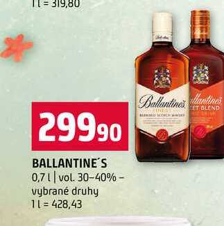 BALLANTINE'S 0,7l vol. 30-40% vybrané druhy 